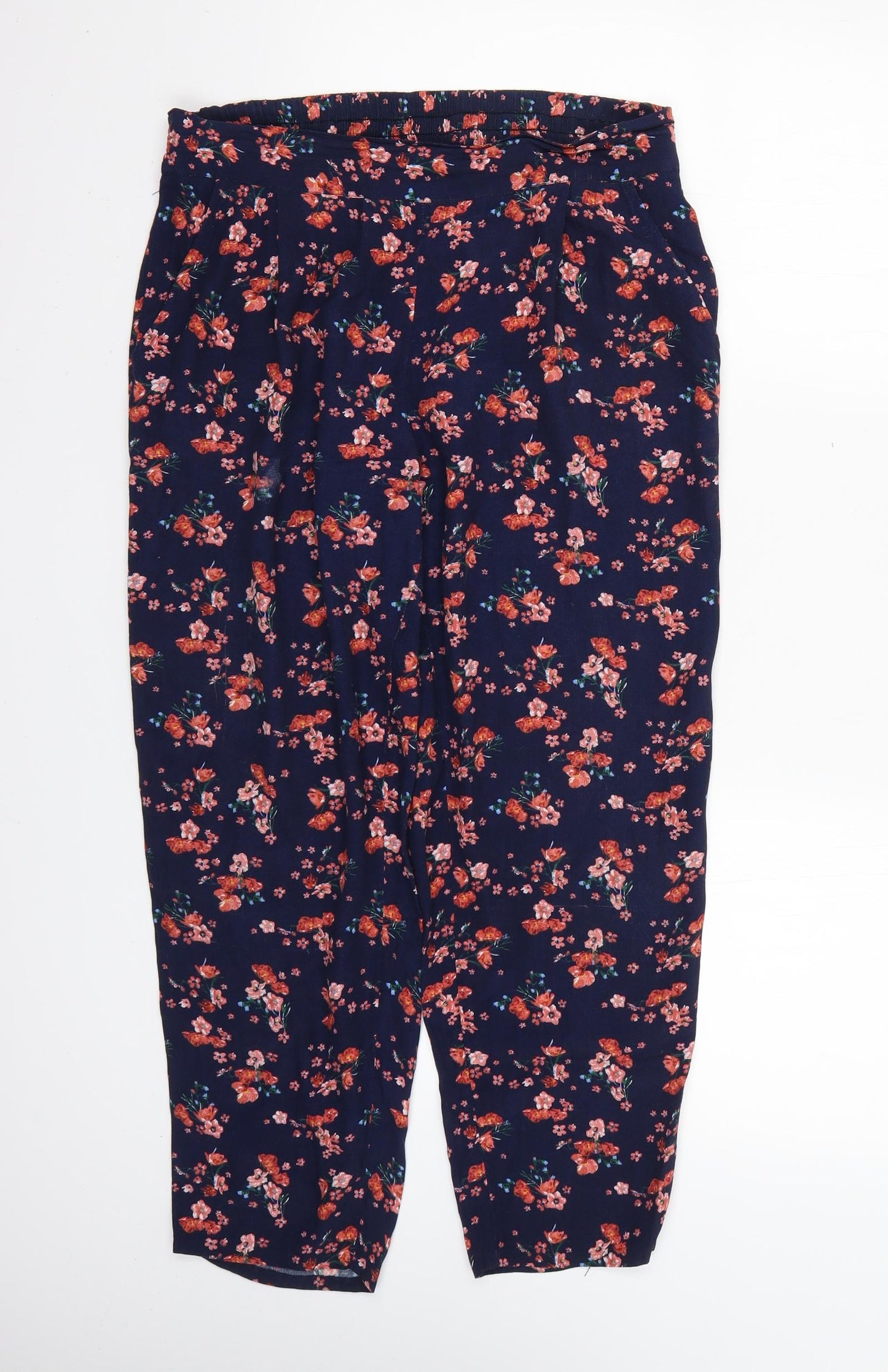 Monsoon Womens Blue Floral  Trousers  Size 8 L24 in