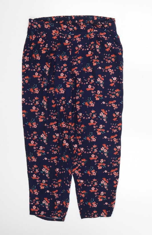 Monsoon Womens Blue Floral  Trousers  Size 8 L24 in