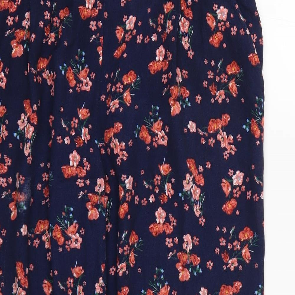 Monsoon Womens Blue Floral  Trousers  Size 8 L24 in
