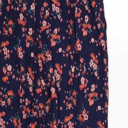 Monsoon Womens Blue Floral  Trousers  Size 8 L24 in