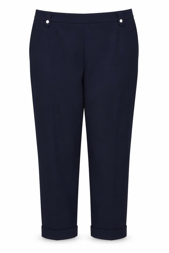 Front view of quiosque women’s blue trousers, size UK 14, 27-inch leg