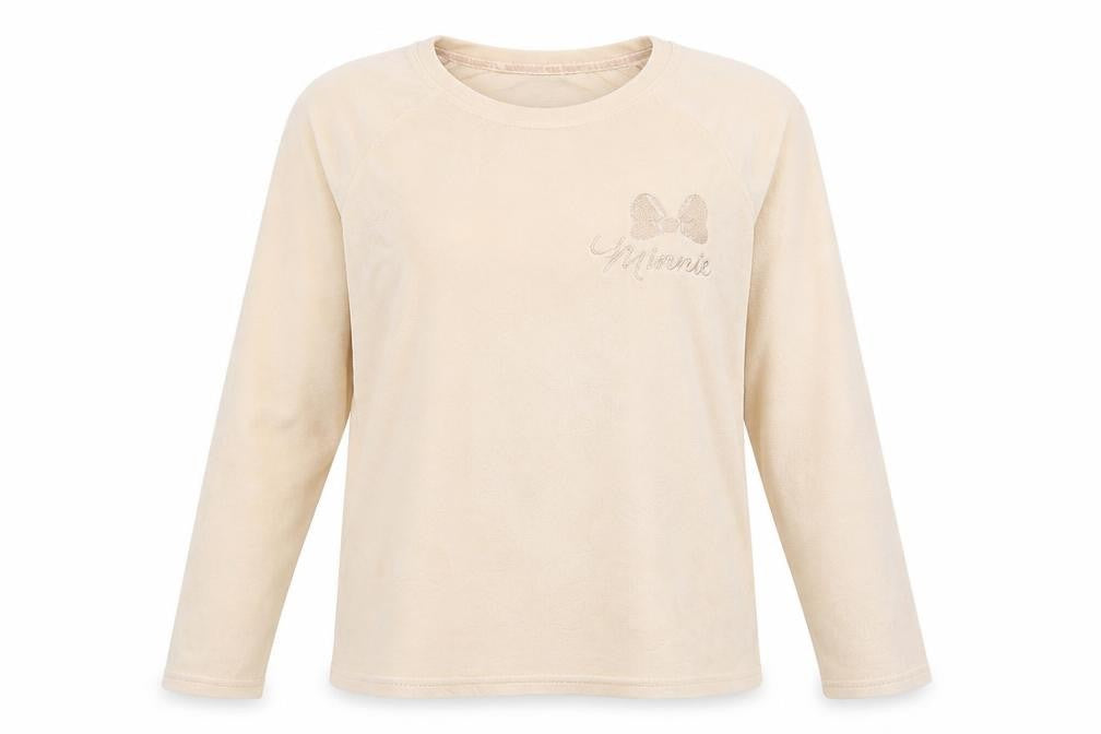 Front view of Love To Lounge women’s beige geometric top pyjama top, size UK 6