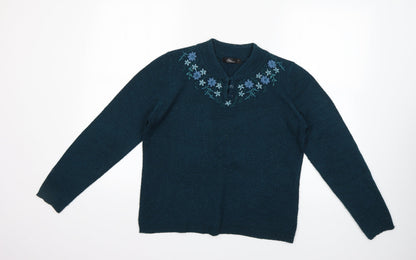 Womens UK Size S BM Green Pullover Jumper