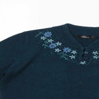 Womens UK Size S BM Green Pullover Jumper