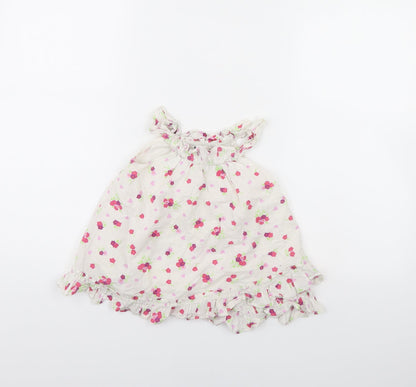 Baby GAP Girls White Floral  Fit & Flare  Size 6-9 Months