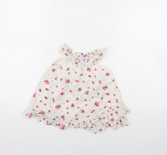 Baby GAP Girls White Floral  Fit & Flare  Size 6-9 Months