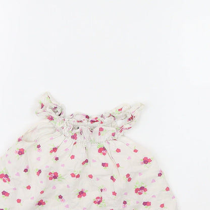 Baby GAP Girls White Floral  Fit & Flare  Size 6-9 Months