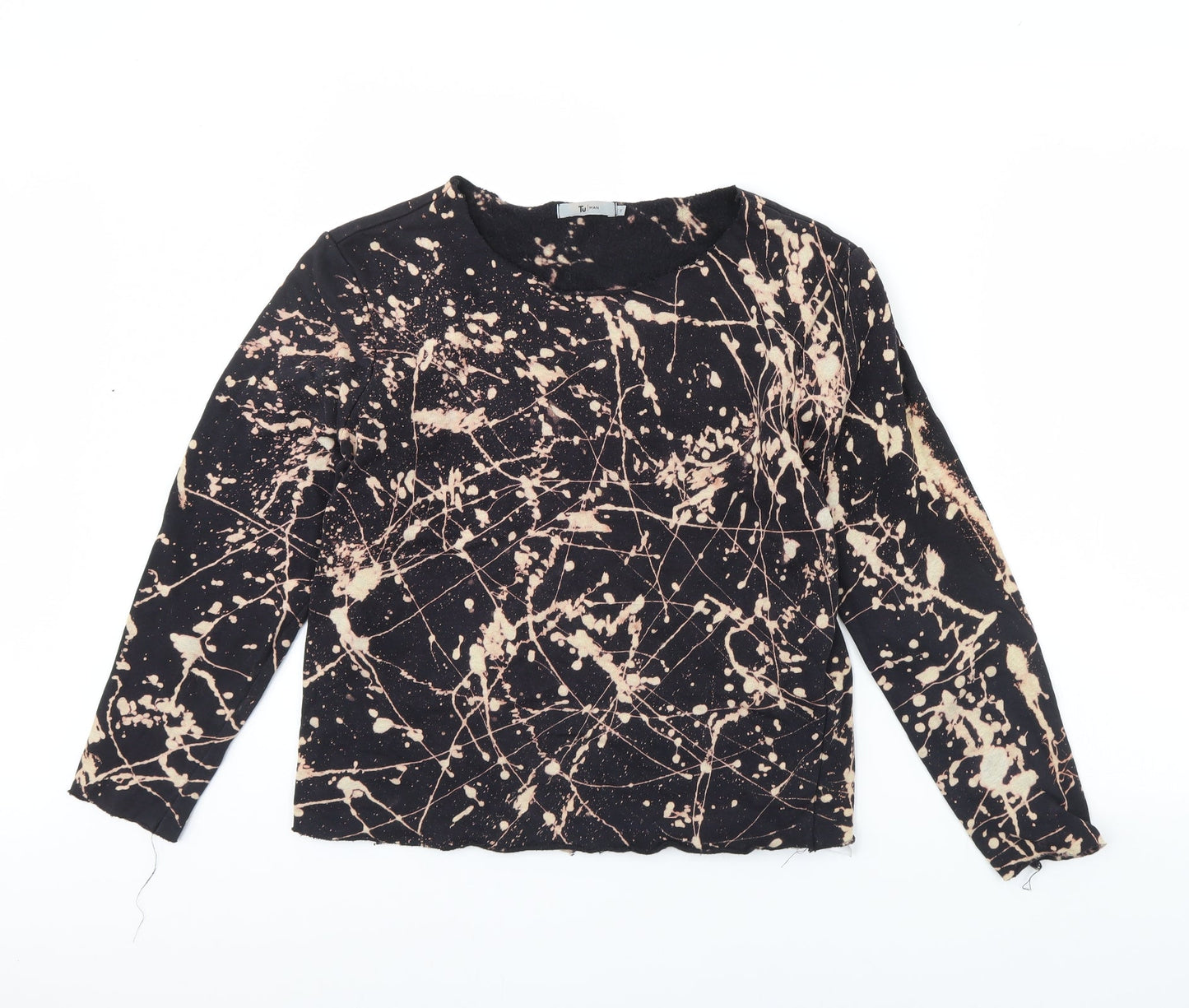 TU Womens Black Geometric  Pullover Jumper Size S