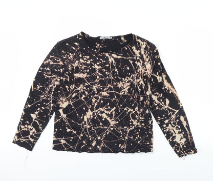 TU Womens Black Geometric  Pullover Jumper Size S