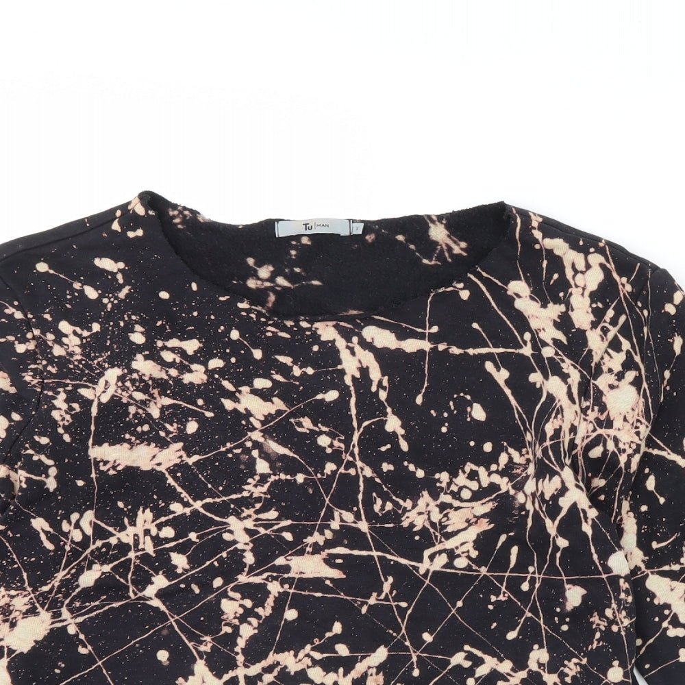 TU Womens Black Geometric  Pullover Jumper Size S