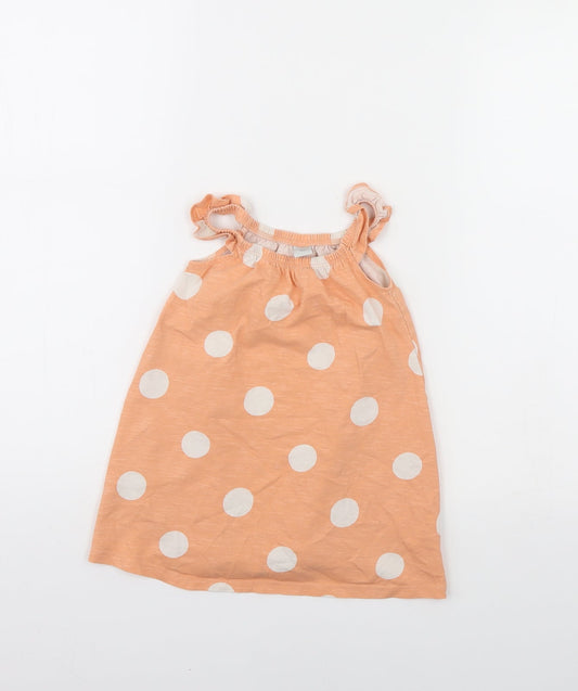 TU Girls Orange Polka Dot  Shift  Size 12 Months