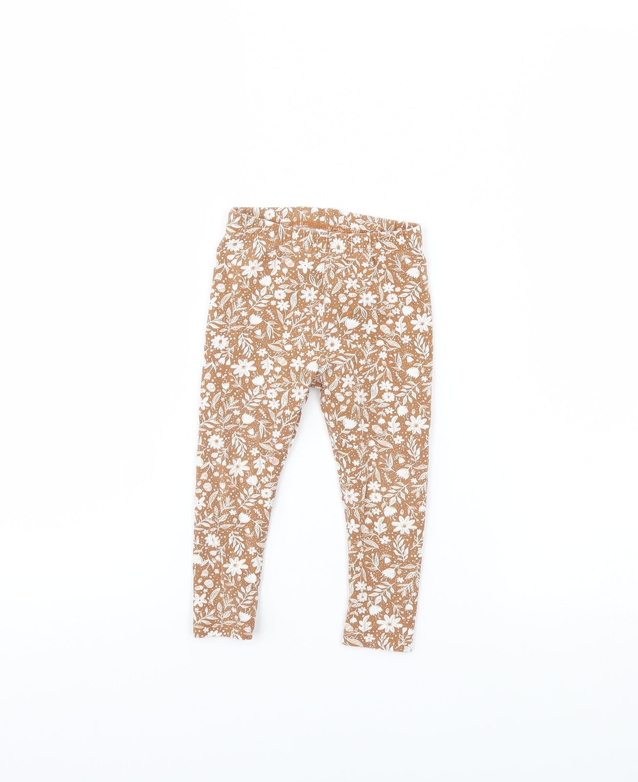 TU Girls Brown Floral  Capri Trousers Size 18 Months