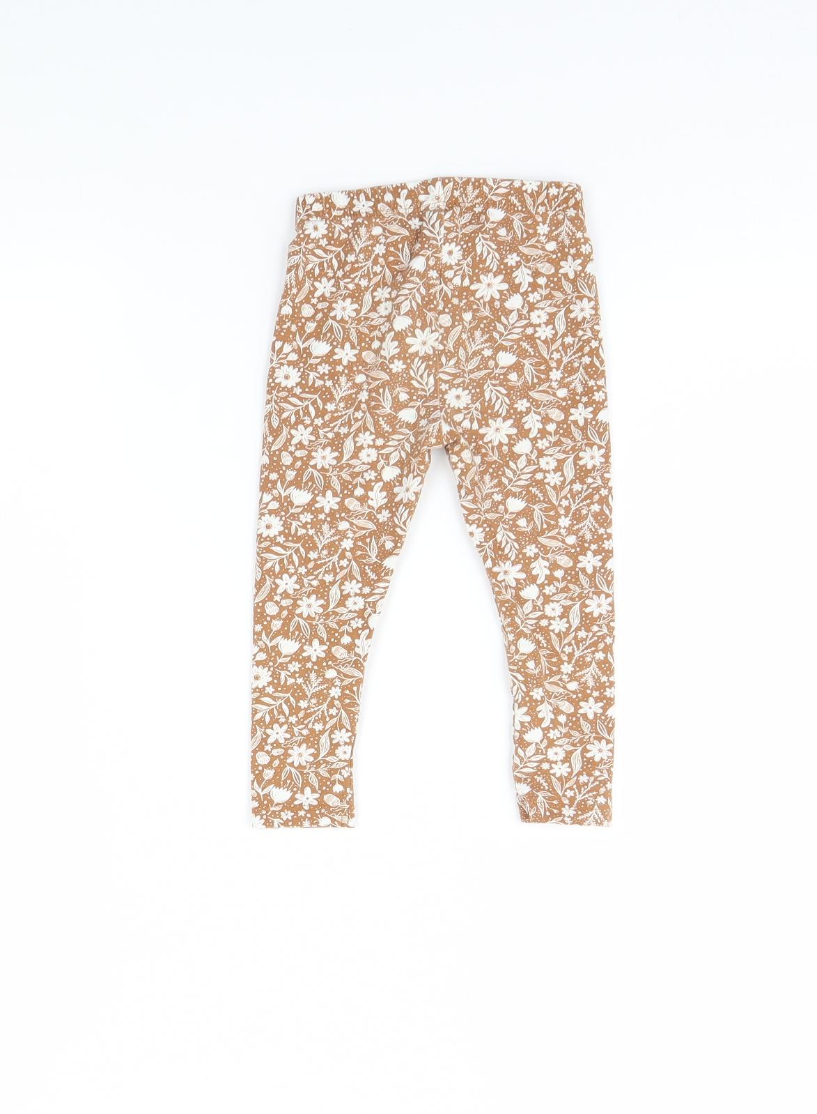 TU Girls Brown Floral  Capri Trousers Size 18 Months