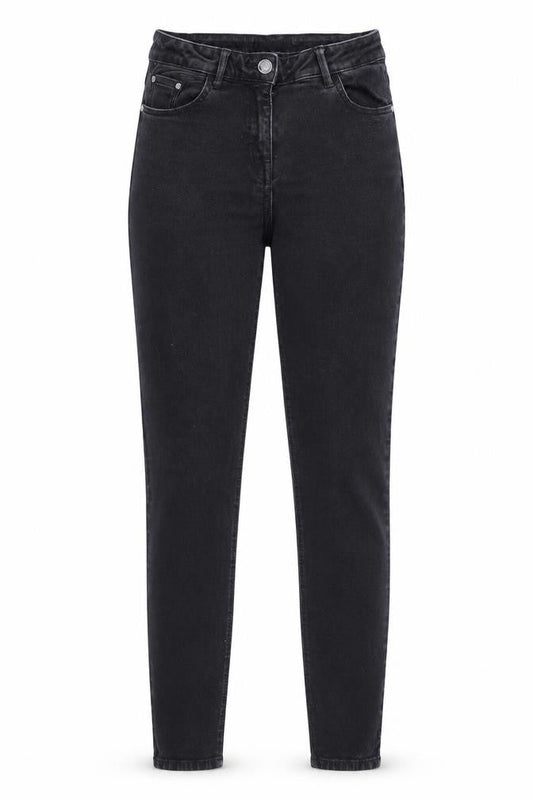 Front view of Denim women’s black denim skinny jeans, size UK 10, 26-inch leg