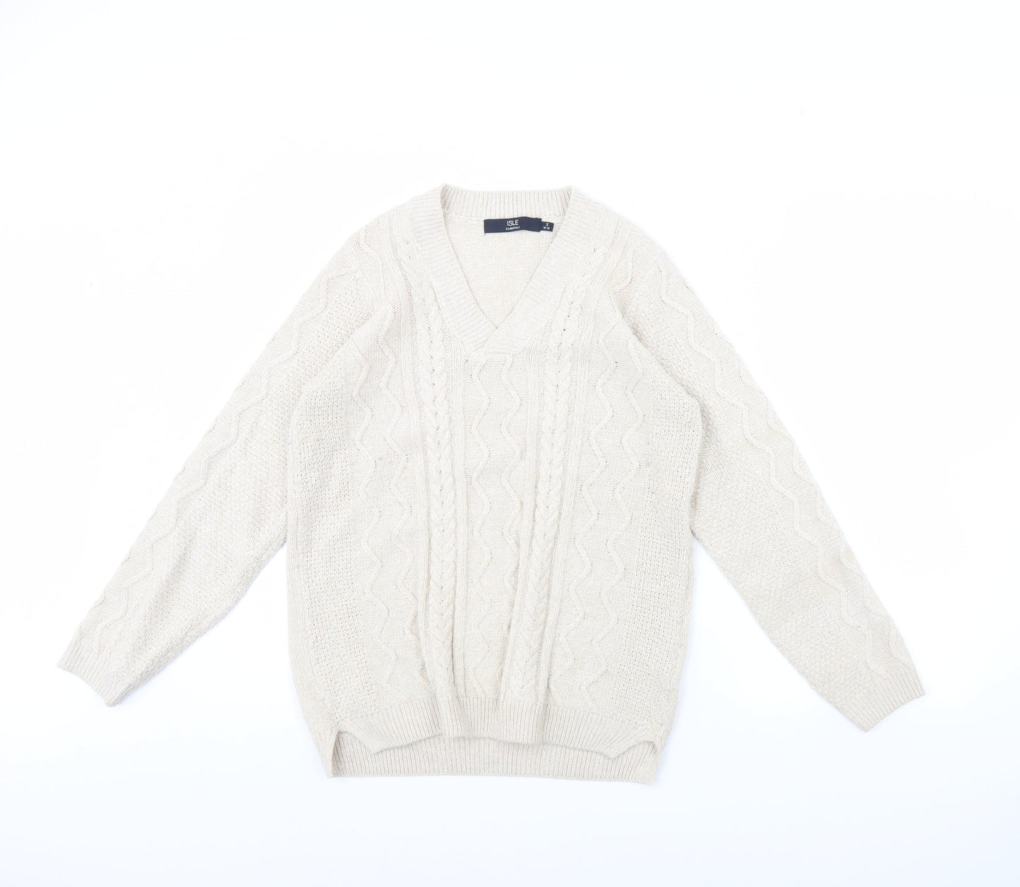 Womens UK Size S Isle Beige Pullover Jumper