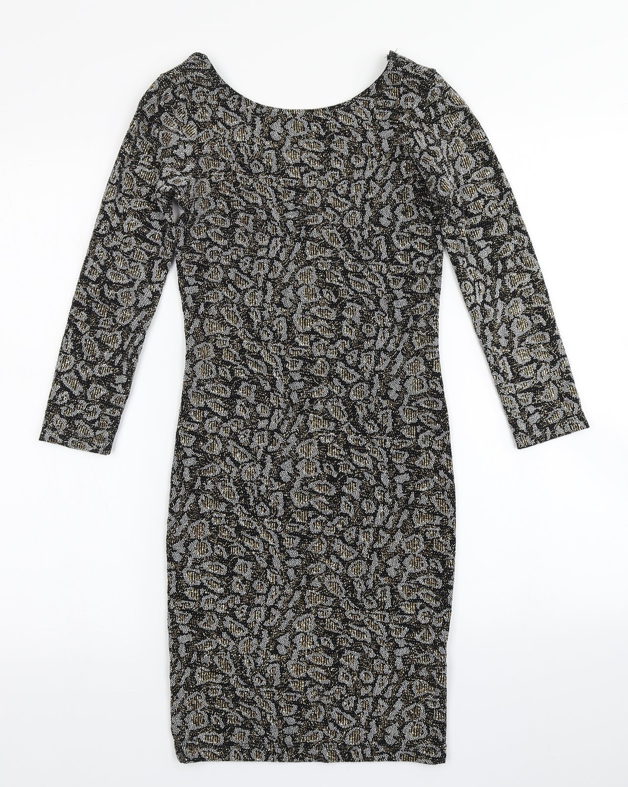 Topshop Womens Black Animal Print  Bodycon  Size 8