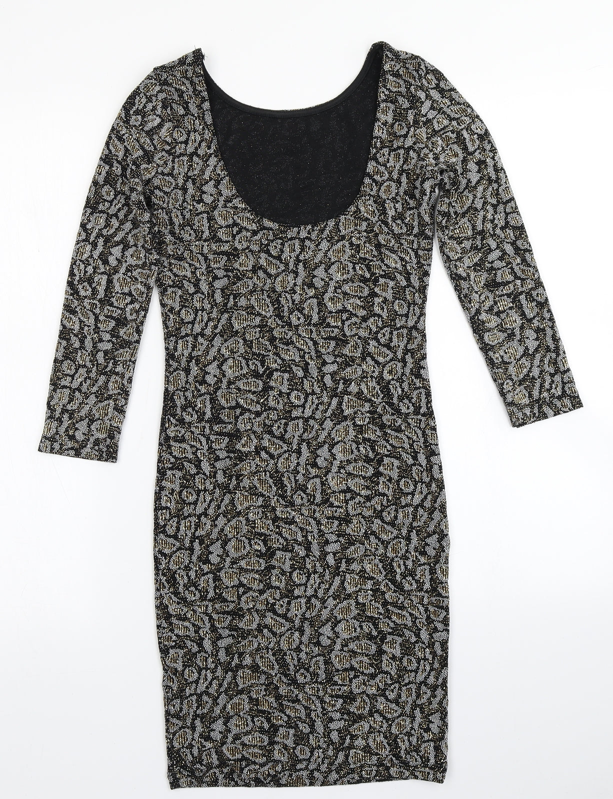 Topshop Womens Black Animal Print  Bodycon  Size 8