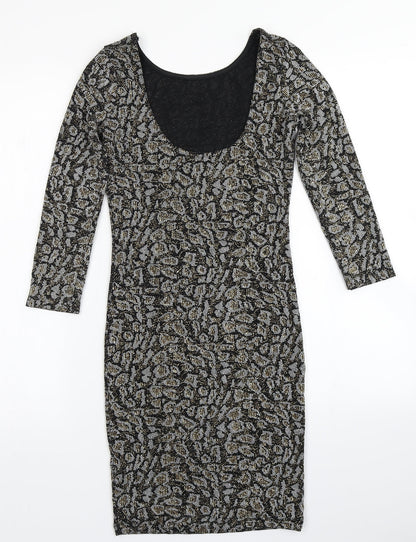 Topshop Womens Black Animal Print  Bodycon  Size 8