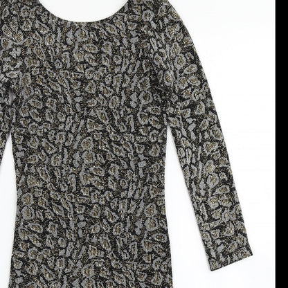 Topshop Womens Black Animal Print  Bodycon  Size 8