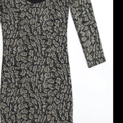 Topshop Womens Black Animal Print  Bodycon  Size 8