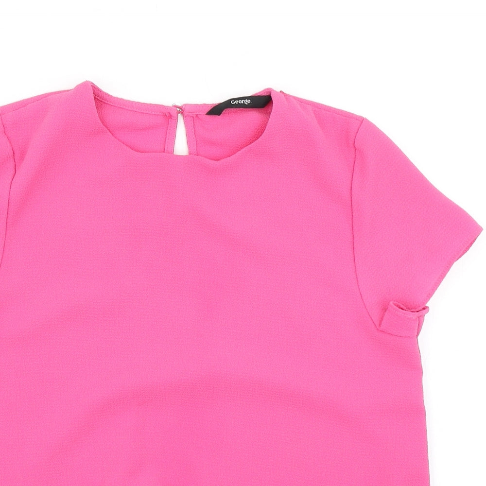 Close-up detail of George girls’ pink basic blouse, size 10, years
