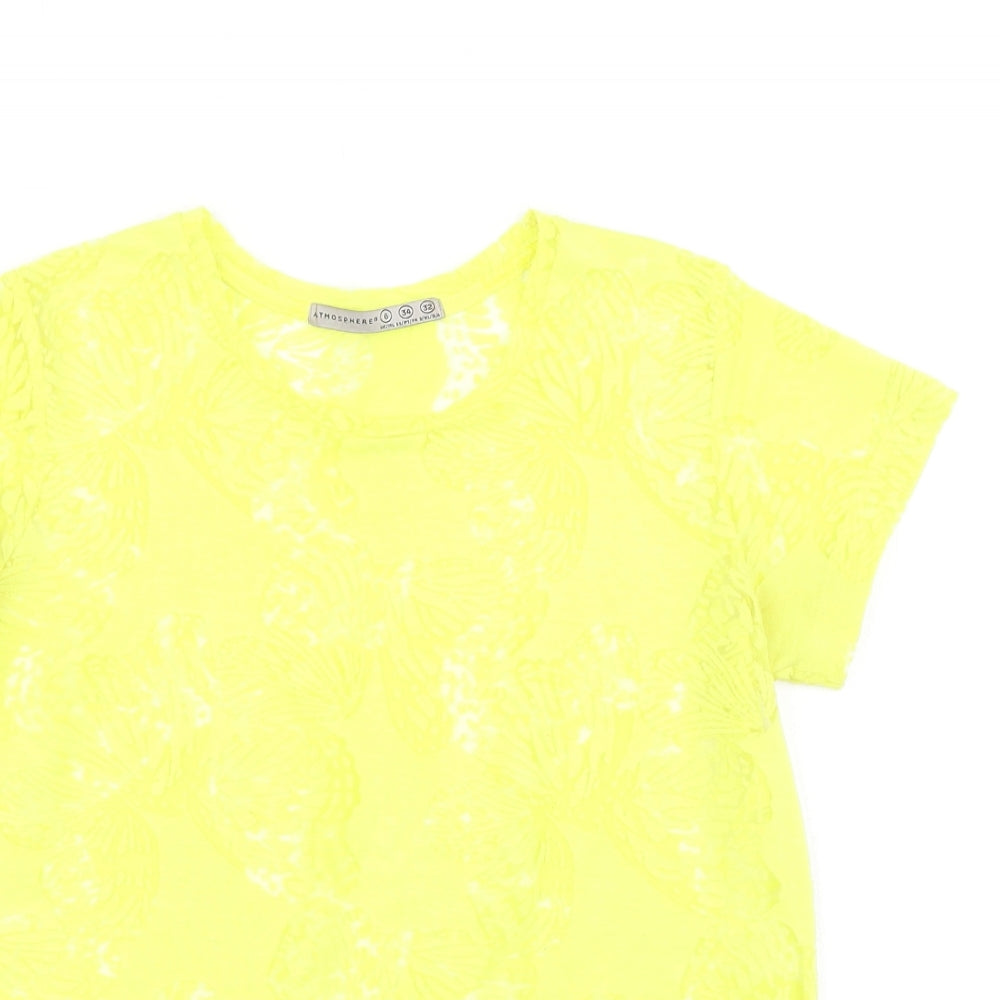 Atmosphere Womens Yellow Floral  Basic T-Shirt Size 6