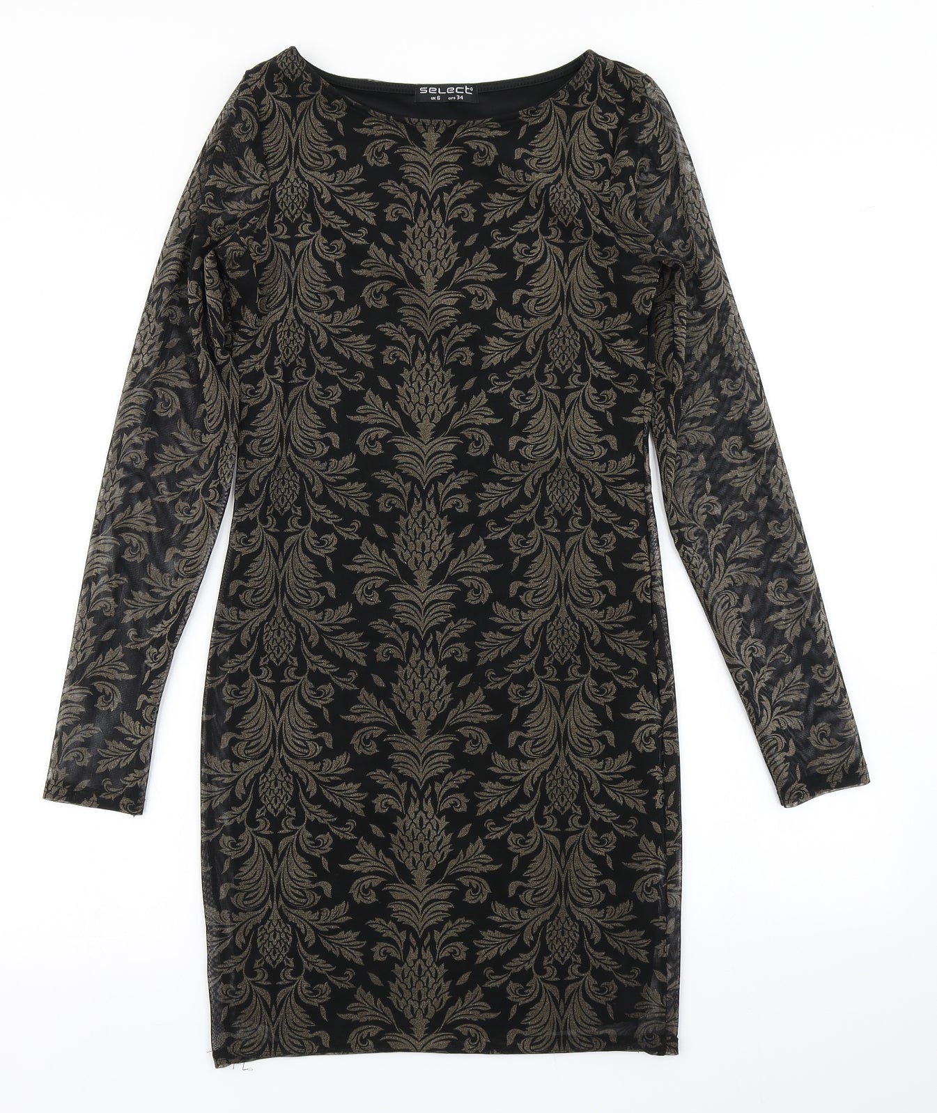 Select Womens Black Paisley  Bodycon  Size 6