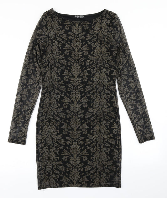 Select Womens Black Paisley  Bodycon  Size 6