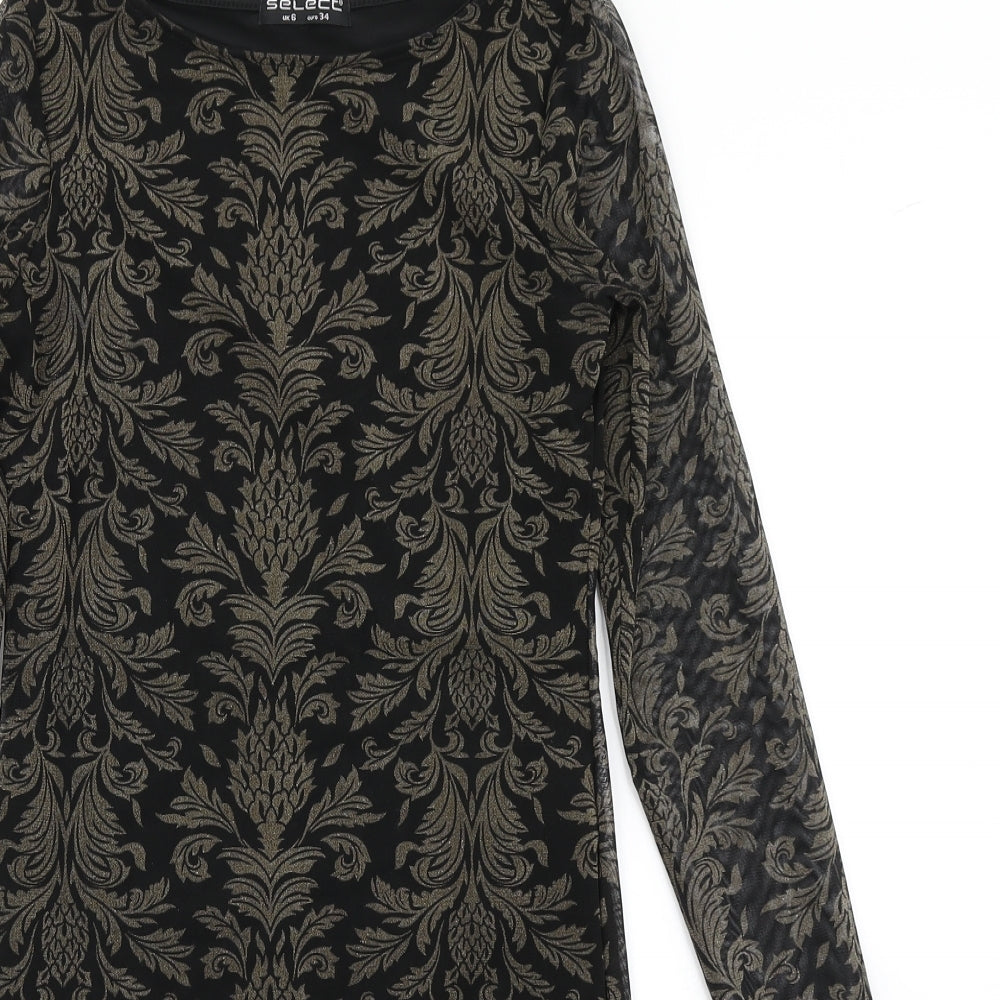 Select Womens Black Paisley  Bodycon  Size 6