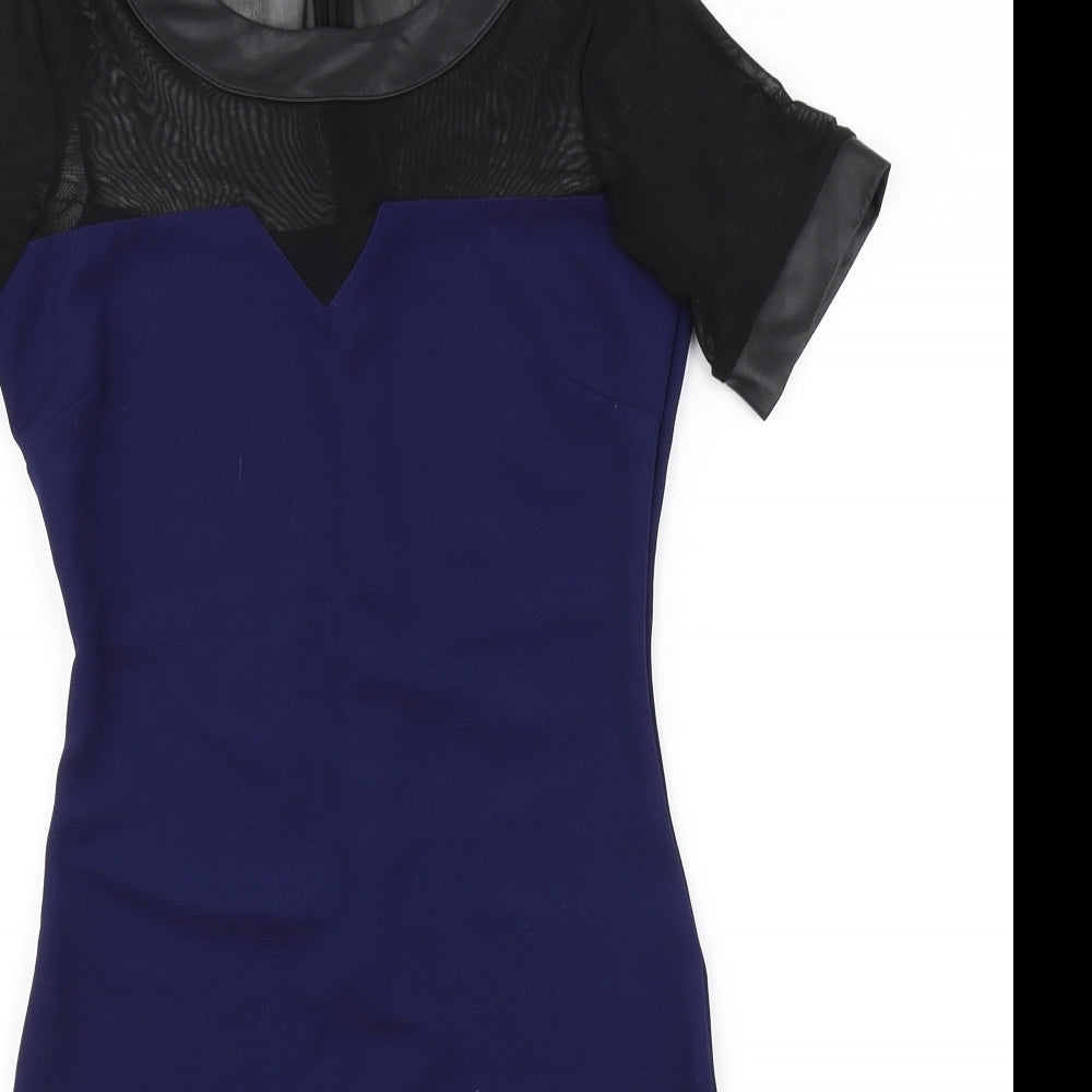 River Island Womens Blue   Pencil Dress  Size 8  - Mesh sleeve
