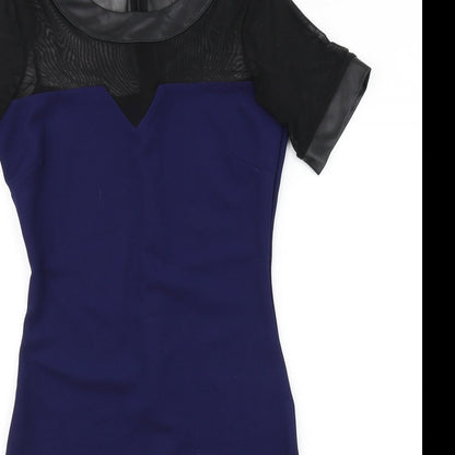 River Island Womens Blue   Pencil Dress  Size 8  - Mesh sleeve