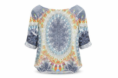 Womens UK Size S Apricot Blue Basic T-Shirt