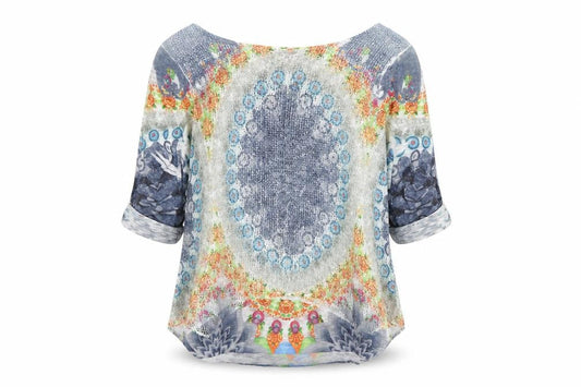 Womens UK Size S Apricot Blue Basic T-Shirt
