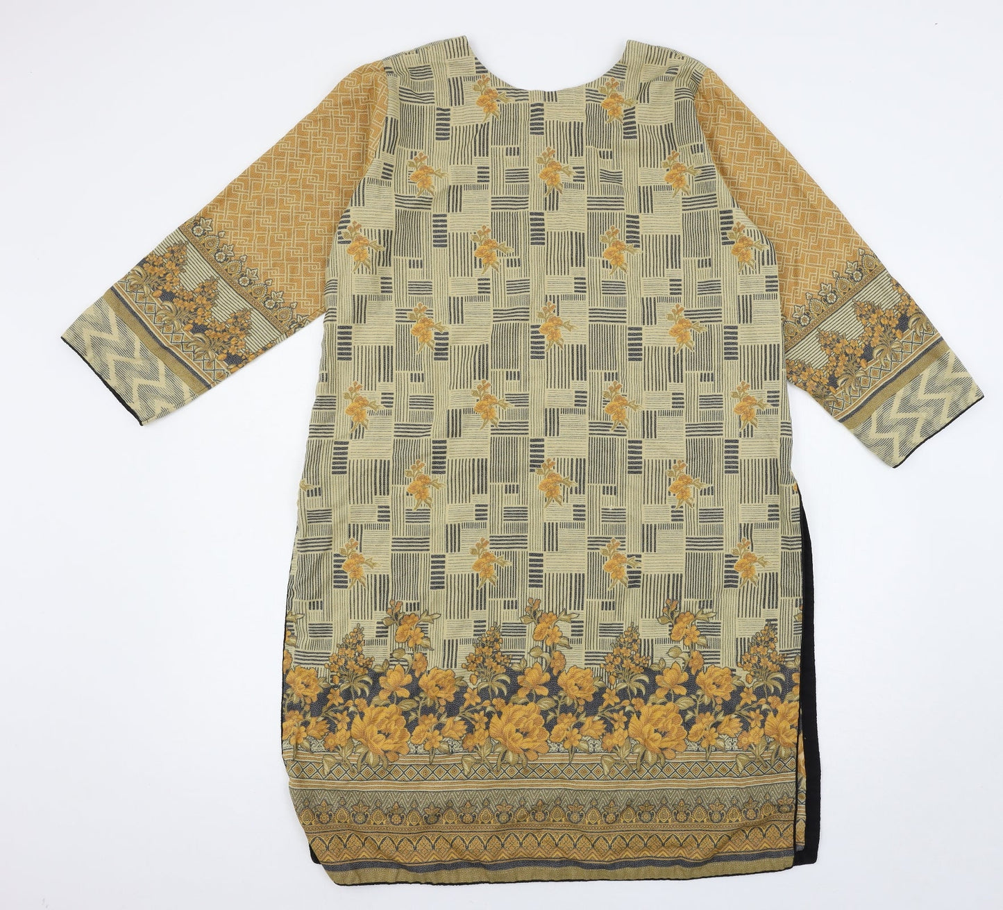 Bushra Khan Womens Multicoloured Geometric  Basic Blouse Size L
