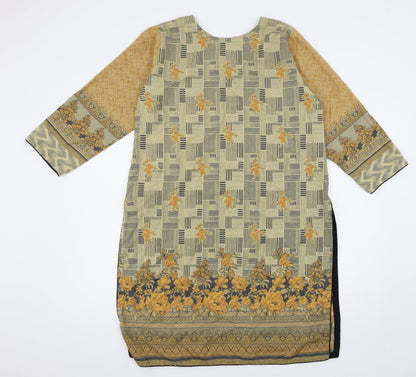 Bushra Khan Womens Multicoloured Geometric  Basic Blouse Size L