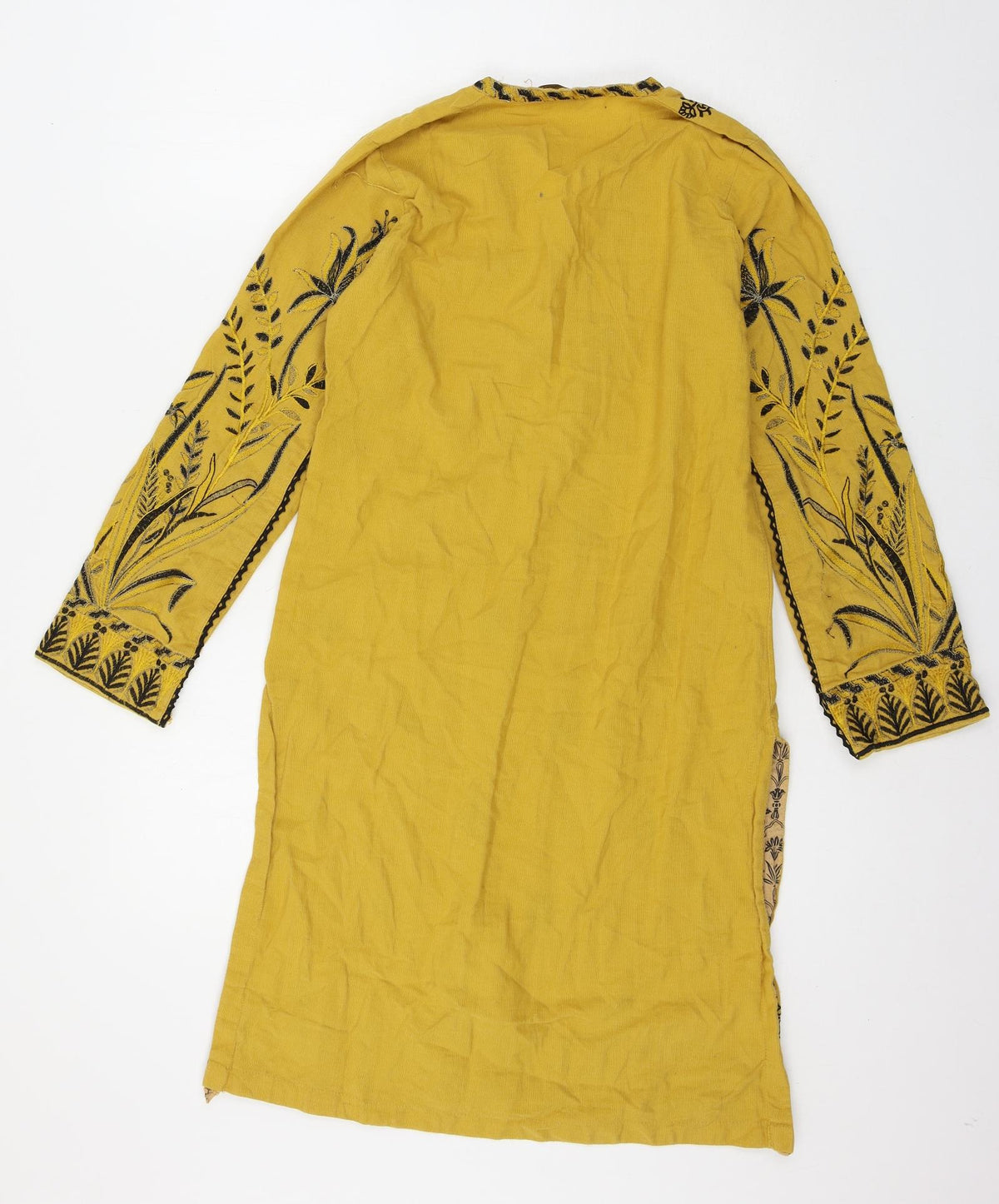 Back view of Jacquard women’s yellow geometric basic blouse, size S
