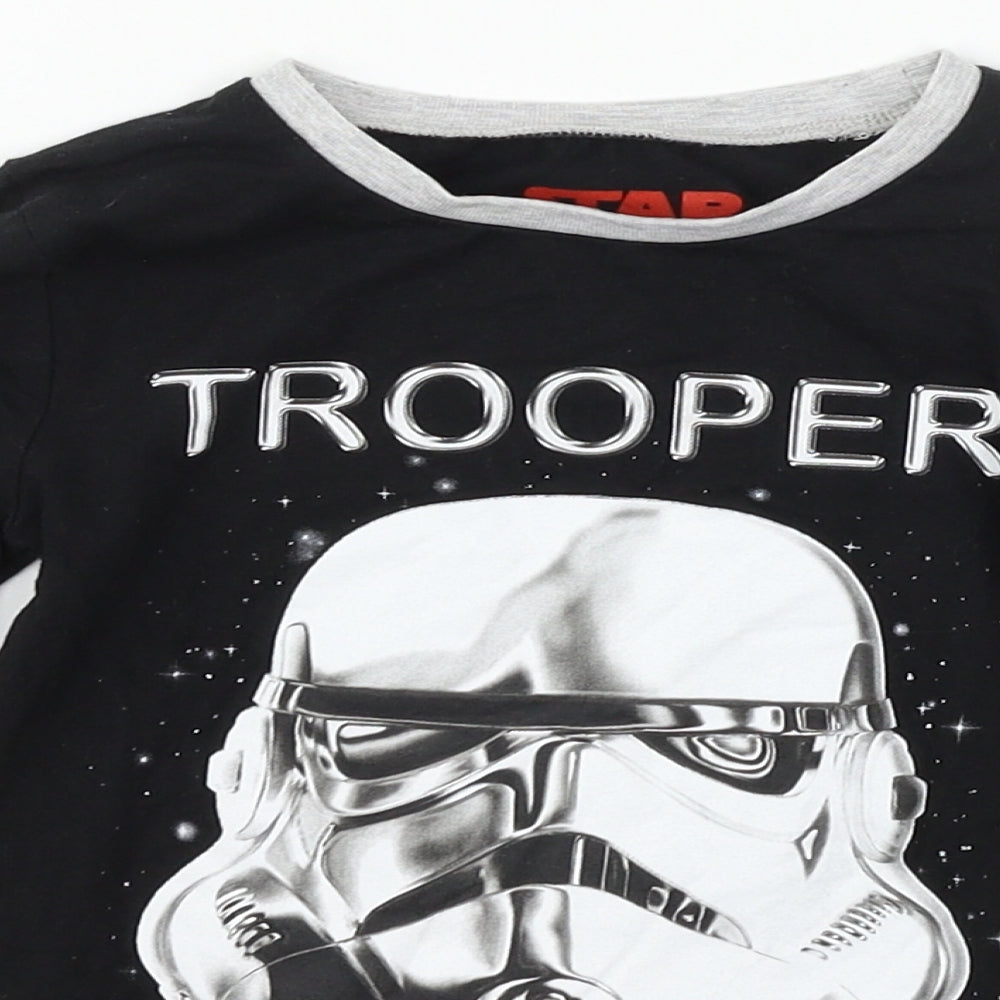 Character.com Boys Black Geometric Jersey  Pyjama Top Size 5 Years  - Storm Trooper