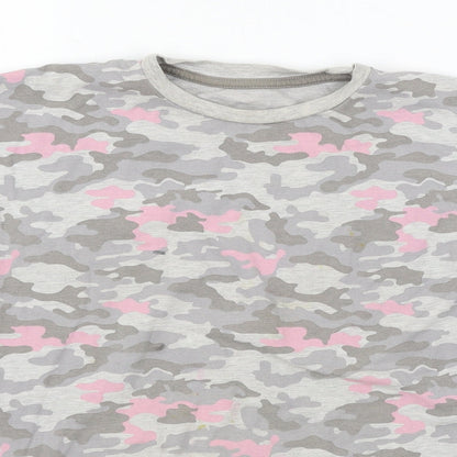 George Girls Grey Camouflage Jersey Basic T-Shirt Size 7-8 Years