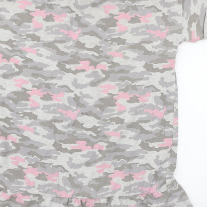 George Girls Grey Camouflage Jersey Basic T-Shirt Size 7-8 Years