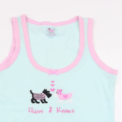 hugs and kisses Womens Blue Solid  Top Pyjama Top Size 10