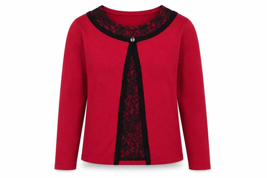 Front view of Casamia women’s red basic t-shirt, size S