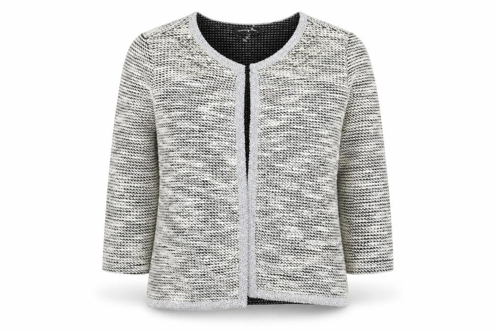 Front view of Preworn women’s beige cardigan jumper, size L