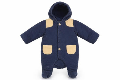 Front view of Baby boys’ blue babygrow one-piece size newborn