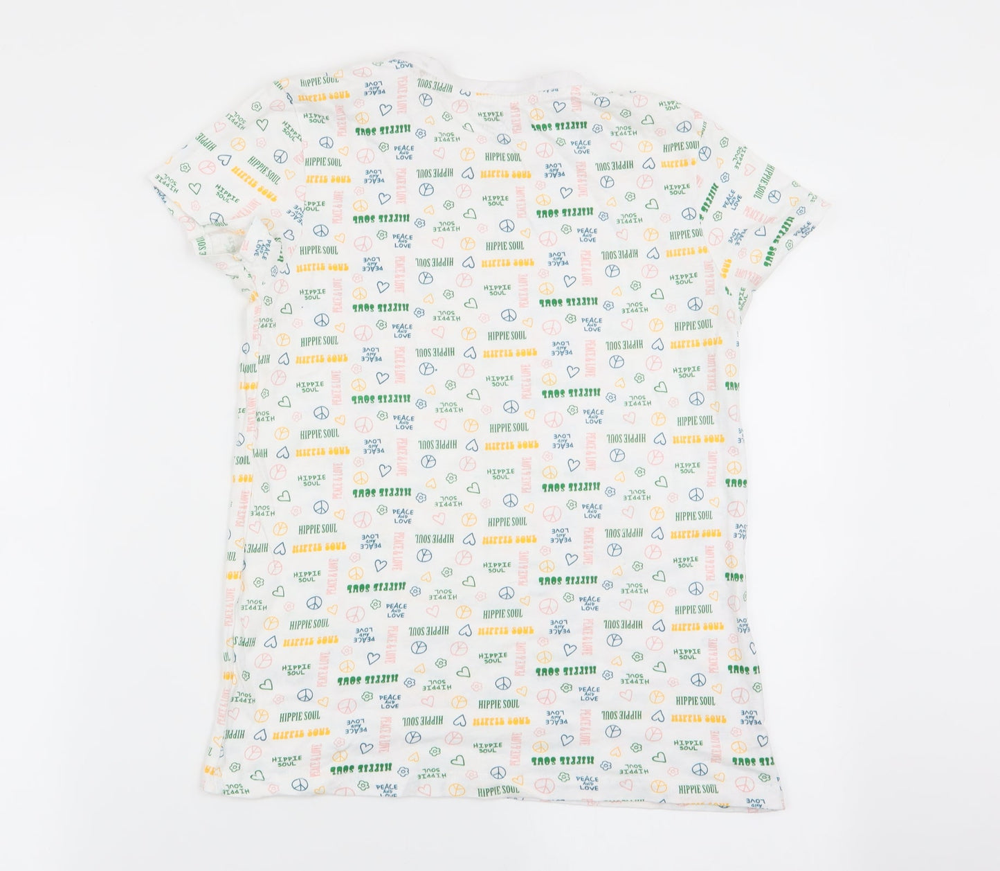 Primark Womens White Geometric  Basic T-Shirt Size 4