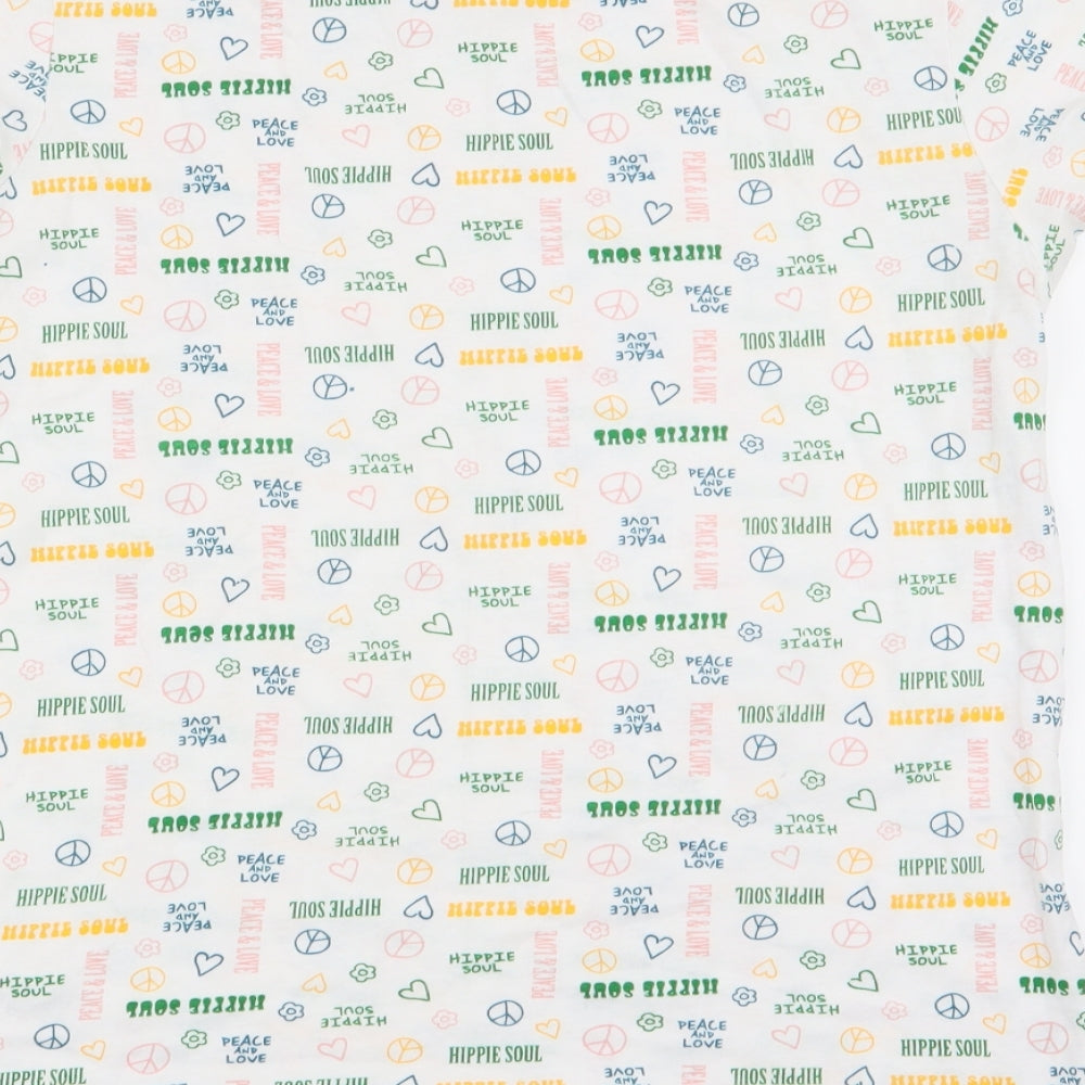 Primark Womens White Geometric  Basic T-Shirt Size 4