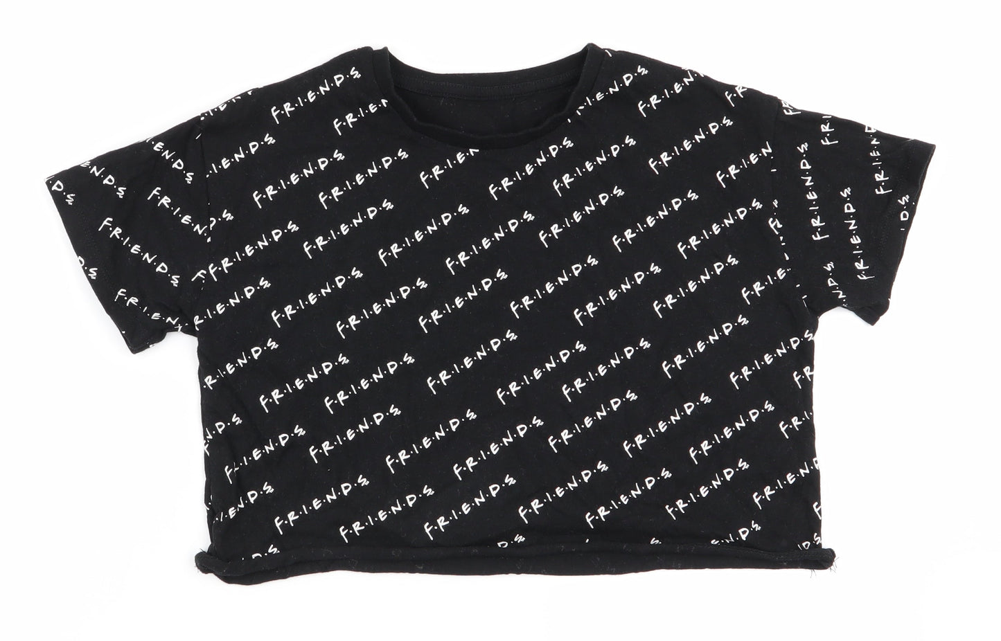Asda George Girls Black Geometric  Basic T-Shirt Size 10-11 Years  - friends