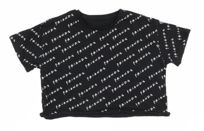 Asda George Girls Black Geometric  Basic T-Shirt Size 10-11 Years  - friends