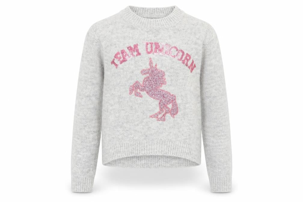 Front view of Primark girls’ grey animal print jumper, size 9-10, years
