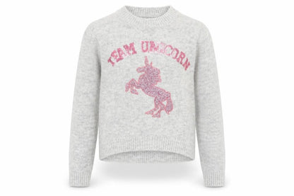 Front view of Primark girls’ grey animal print jumper, size 9-10, years