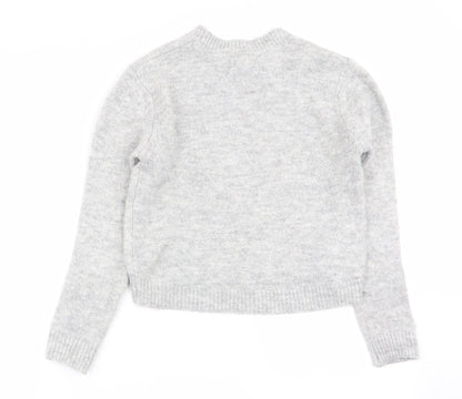 Primark Girls Grey Animal Print  Pullover Jumper Size 9-10 Years